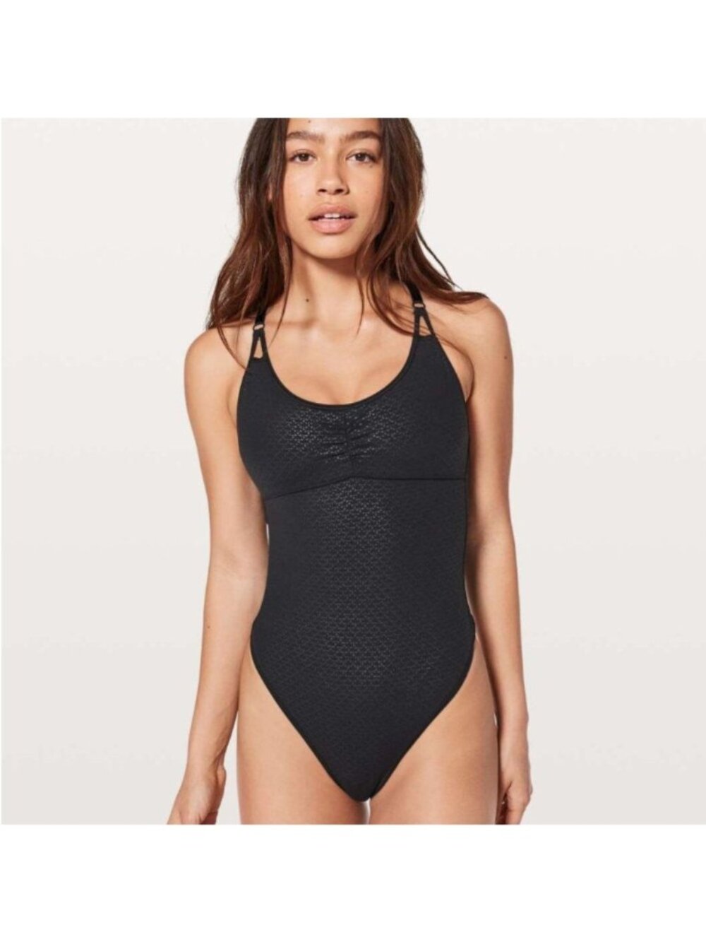 Lululemon The Easy Bodysuit Monochromic Sz 6 Black Emboss